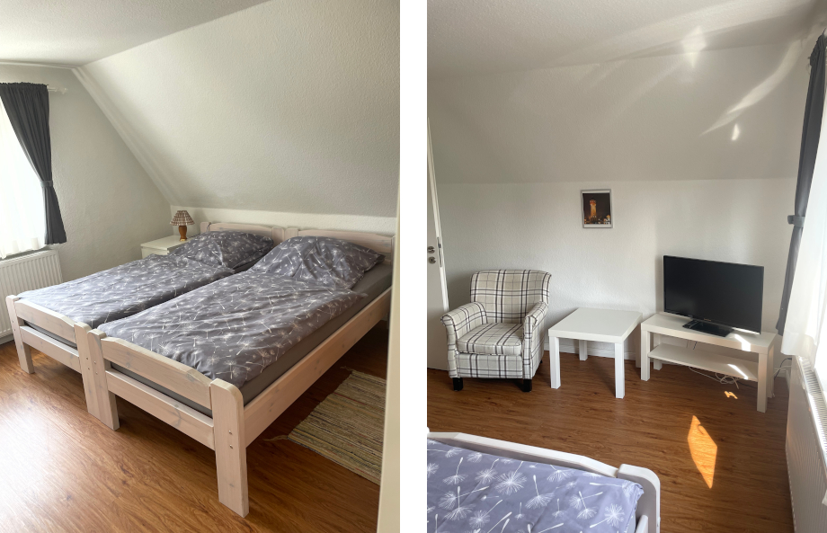 Ferienhaus Uppe de Heid Schlafzimmer mit Doppelbett (2 Ansichten)